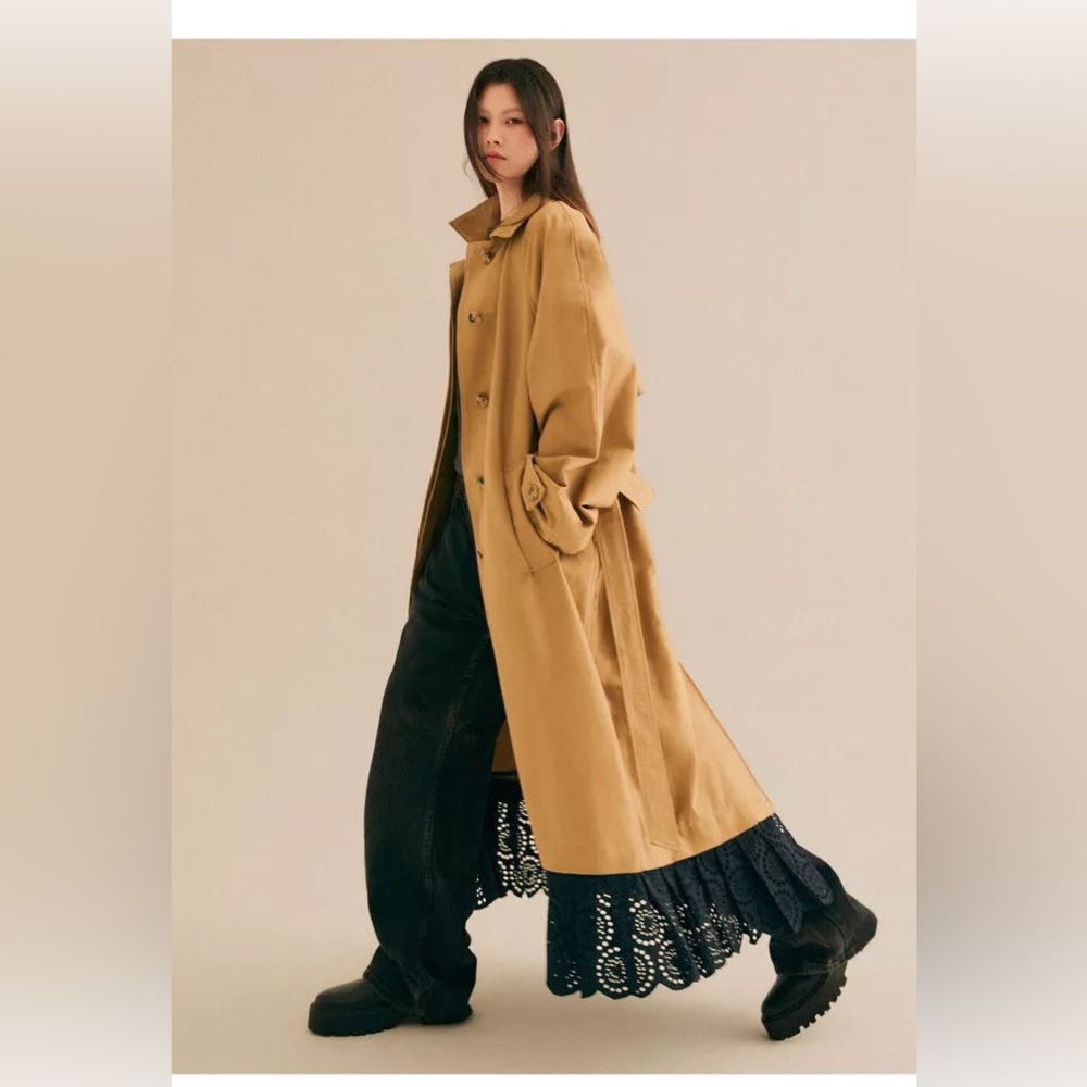NWT $895 Sea Maeve Eyelet Long Sleeve Trench Coat